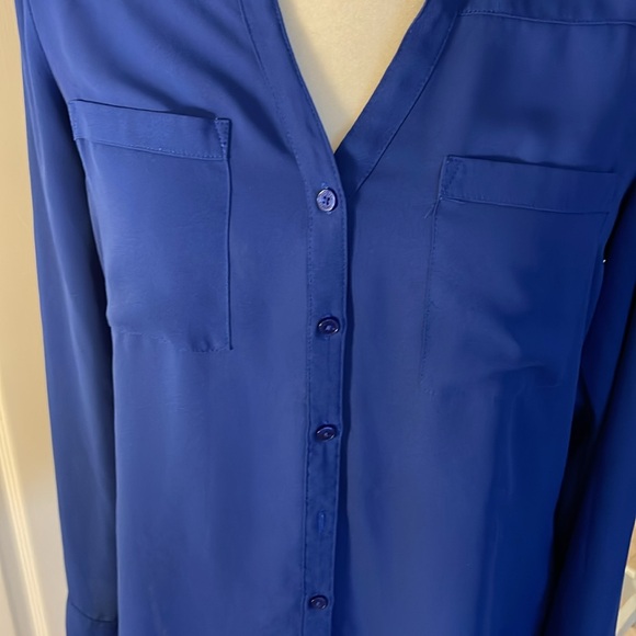 colbalt blue corporate work shirt button down express - Picture 2 of 5
